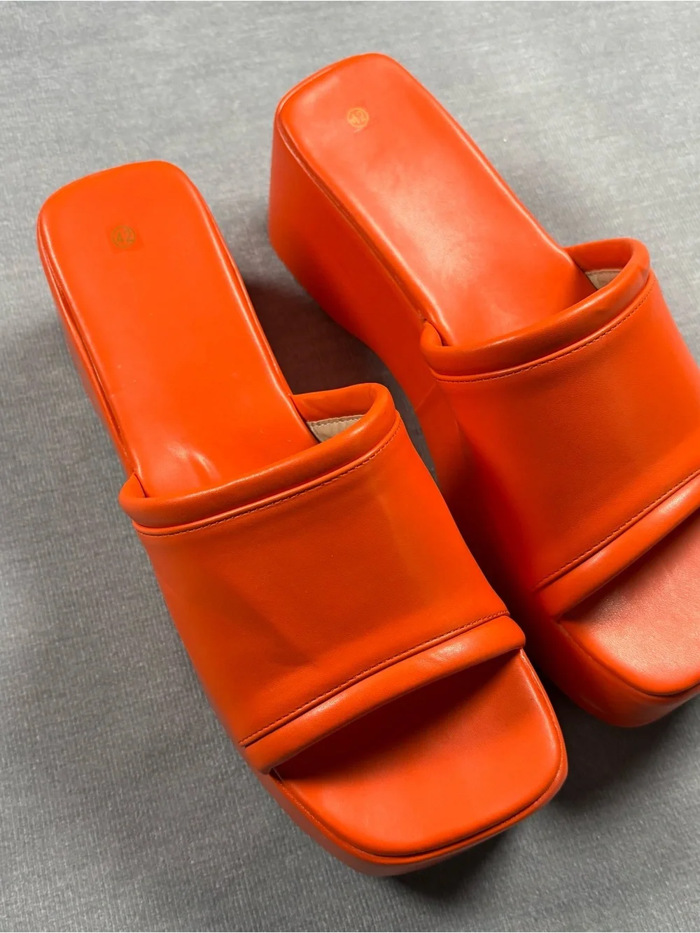 Orange Platform Slide Sandals Women’s Chunky Y2K Summer Size 11
